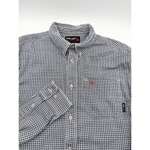 Ariat FR Work Shirt Mens XL Flame Resistant CAT2 2112 Glengaurd Gray Plaid USA